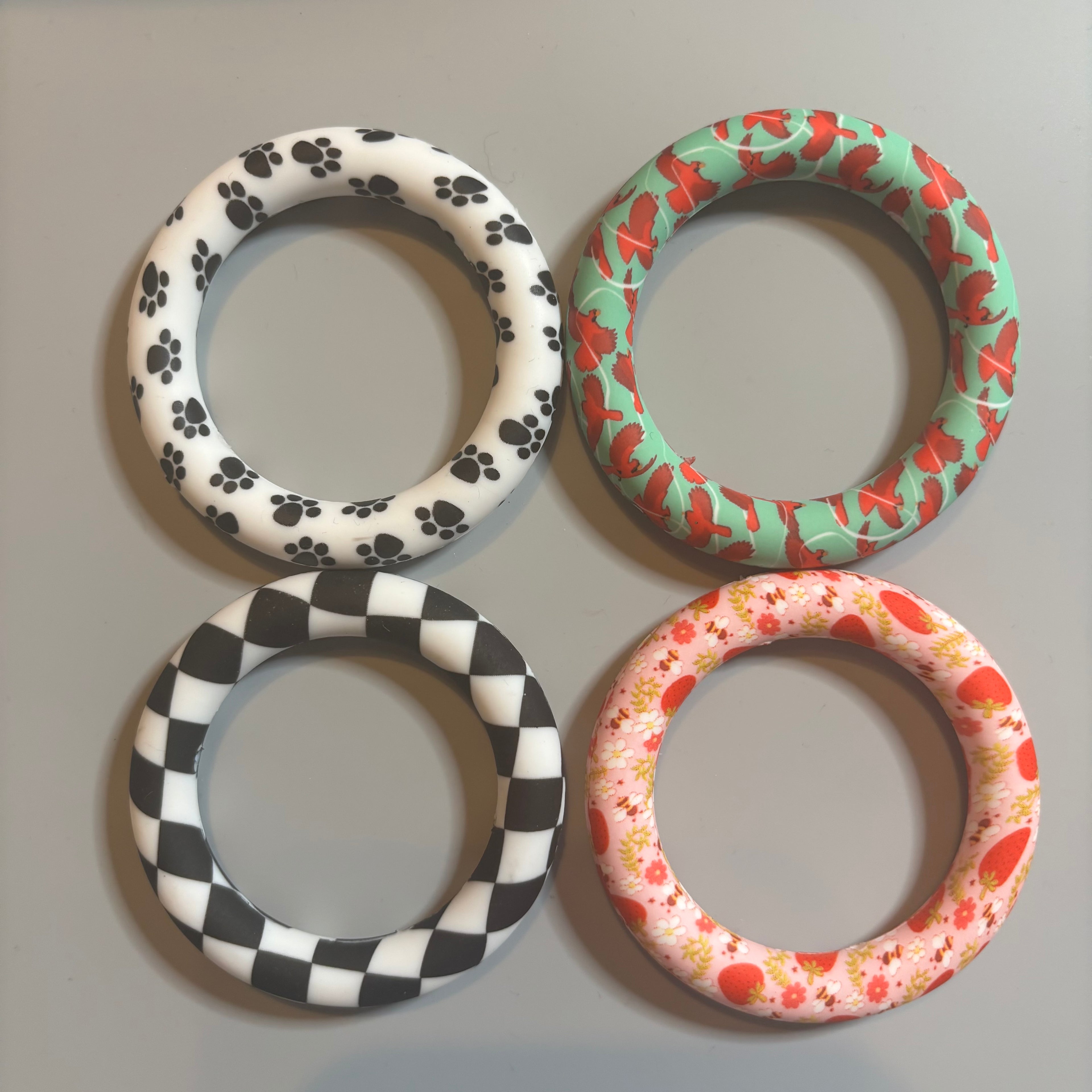 Printed or Glitter silicone Rings