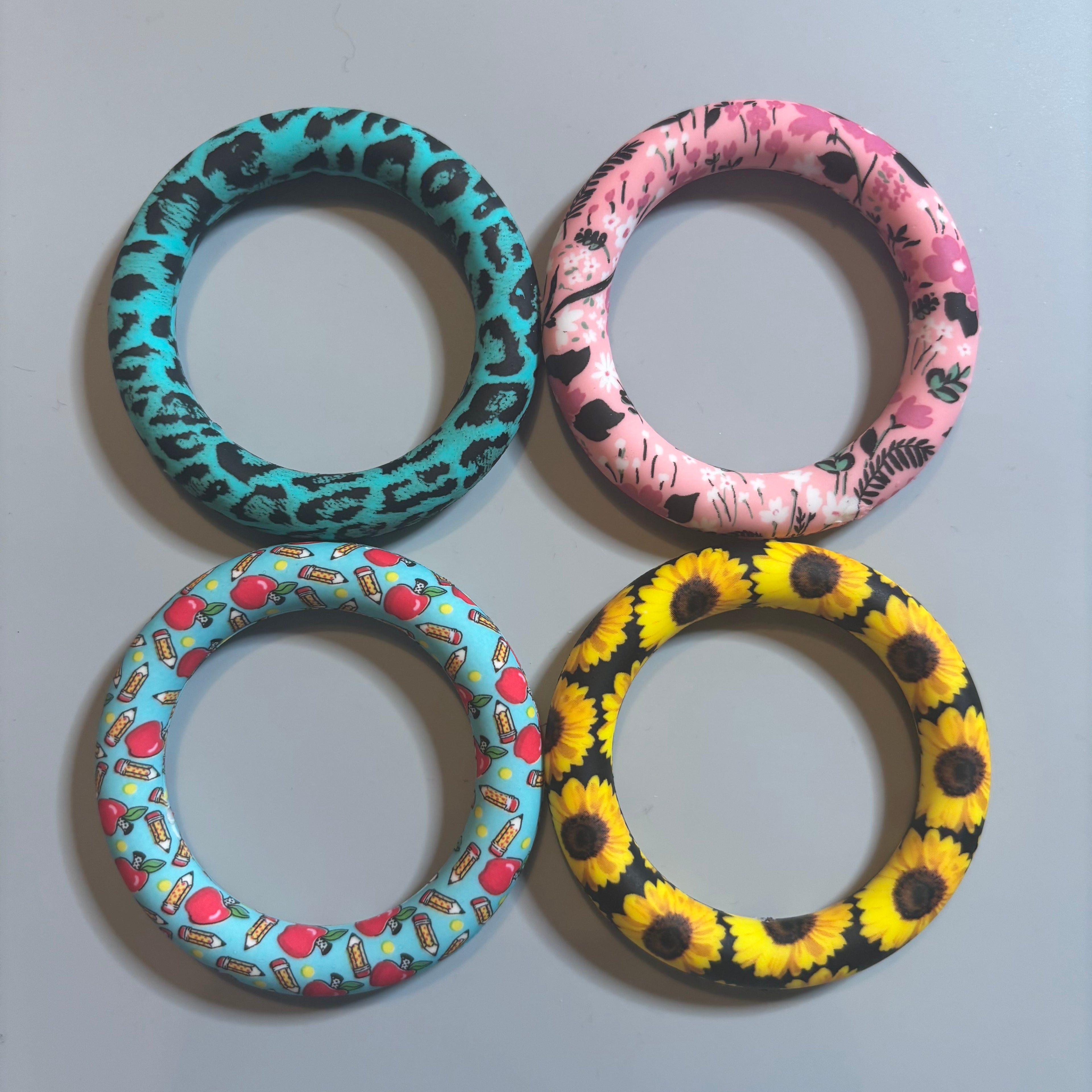 Printed or Glitter silicone Rings