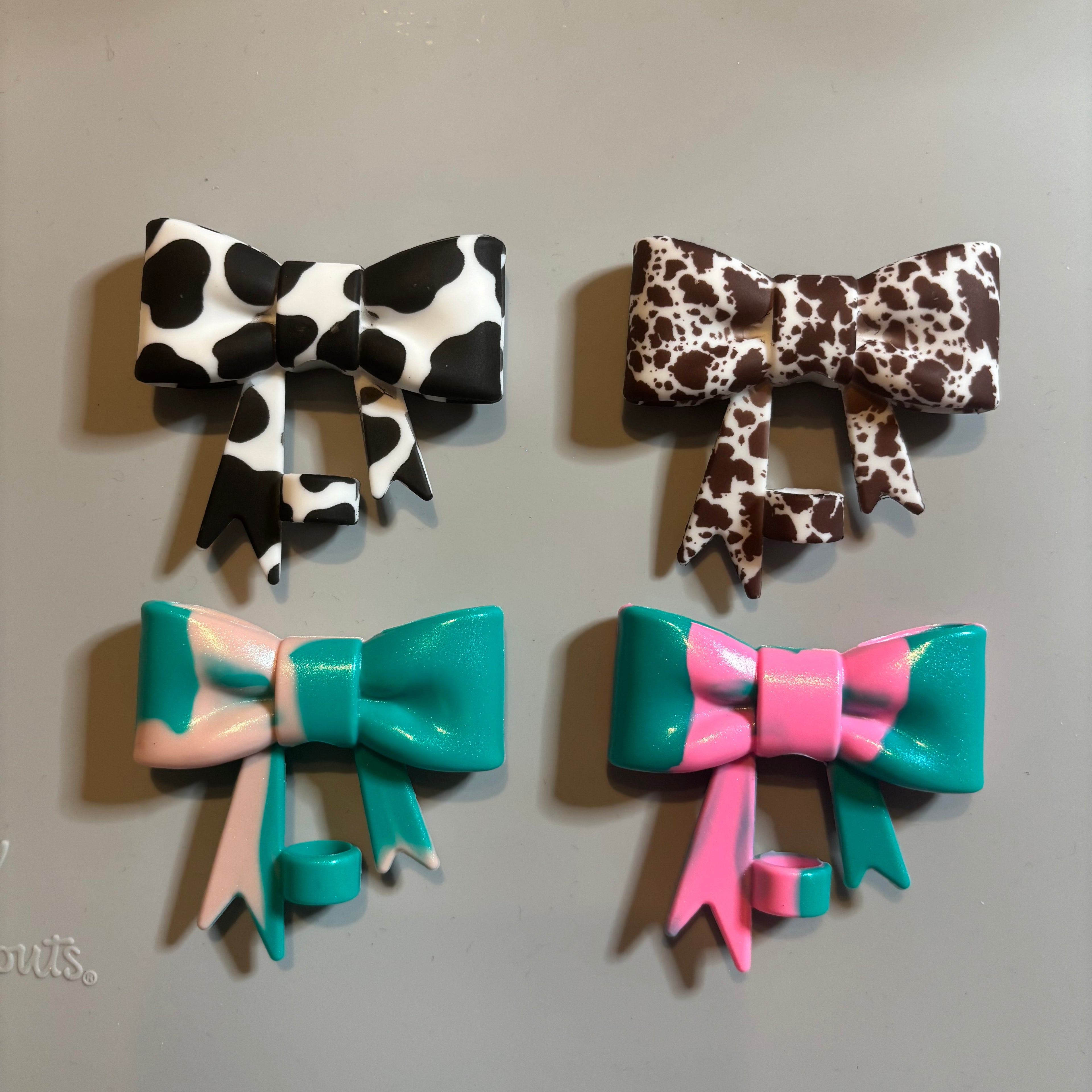 Printed or Glitter Bow Straw Toppers